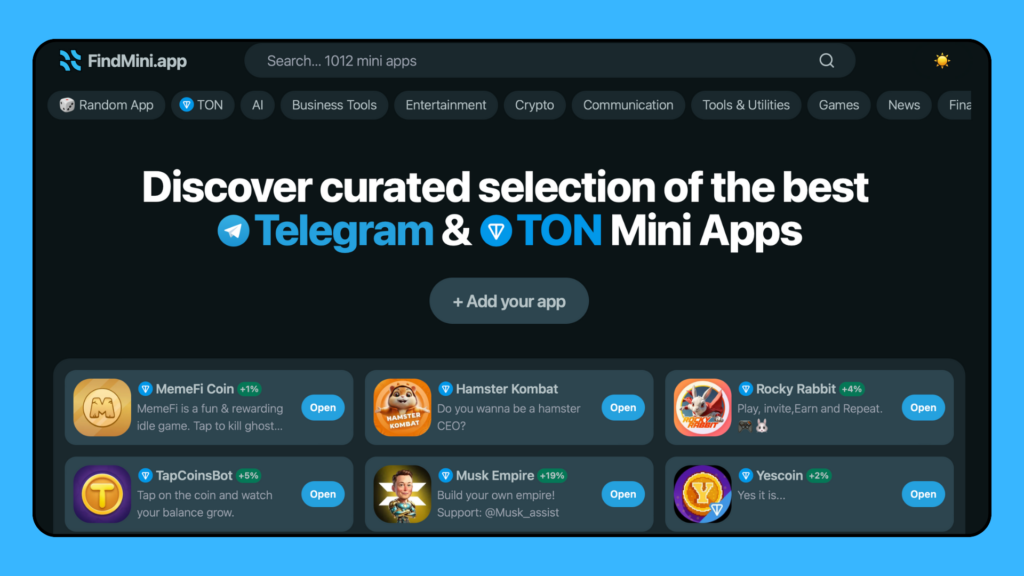 Web App Telegram - создать свое приложение в телеграм, добавить в TON APP и Telegram Apps Center