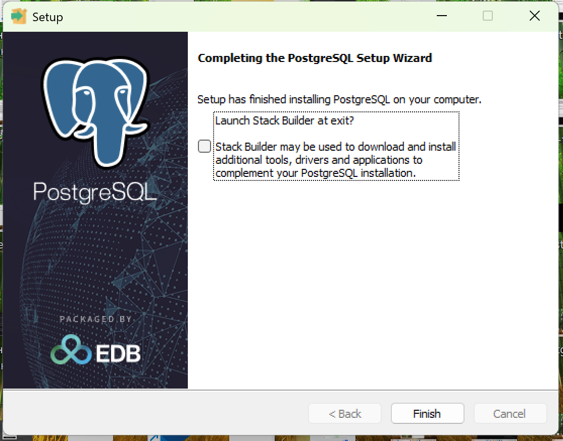 Успешное завершение установки PostgreSQL 18.4