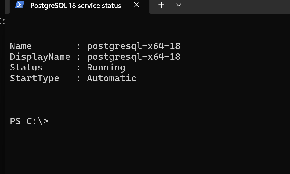 Служба postgresql-x64-18 запущена и стартует автоматически